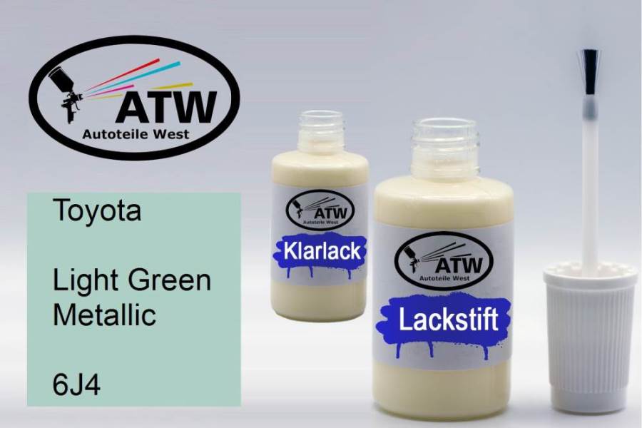 Toyota, Light Green Metallic, 6J4: 20ml Lackstift + 20ml Klarlack - Set, von ATW Autoteile West.